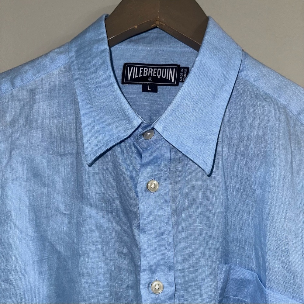 VILEBREQUIN Linen Long Sleeve Shirt In Blue Men’s Large - Picture 2 of 7